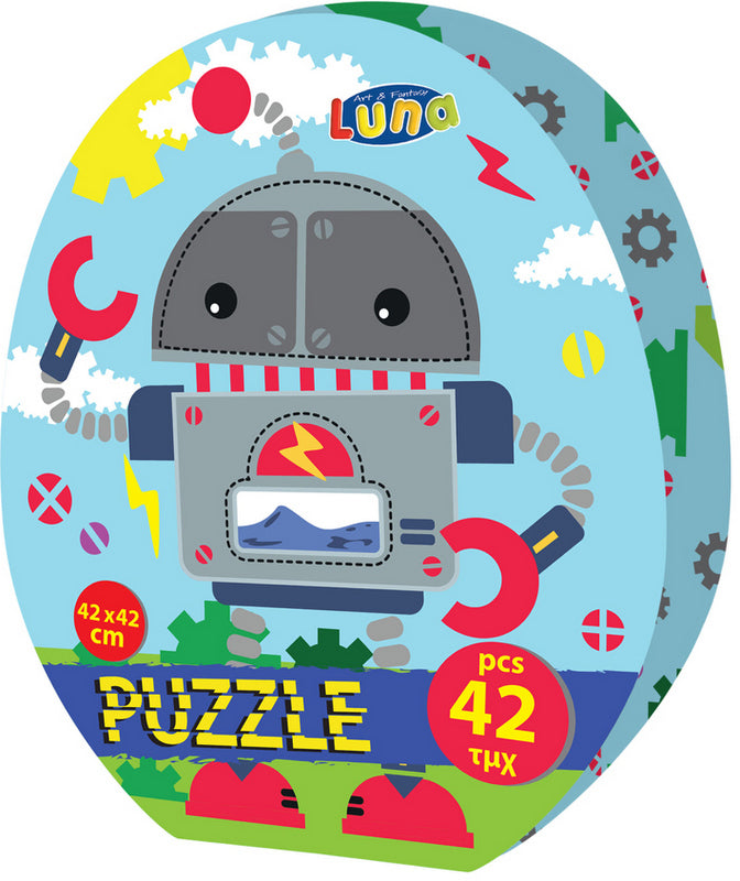 Puzzle 42 El cu robot în formă ovală, dimensiune 42x42, cu Chl El.