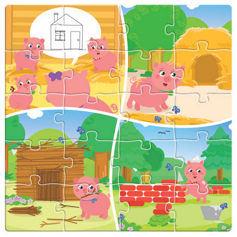 Puzzle magnetic 60 piese Cei trei purceluși 18x18x2 Conține 3 puzzle-uri a câte 20 de piese fiecare