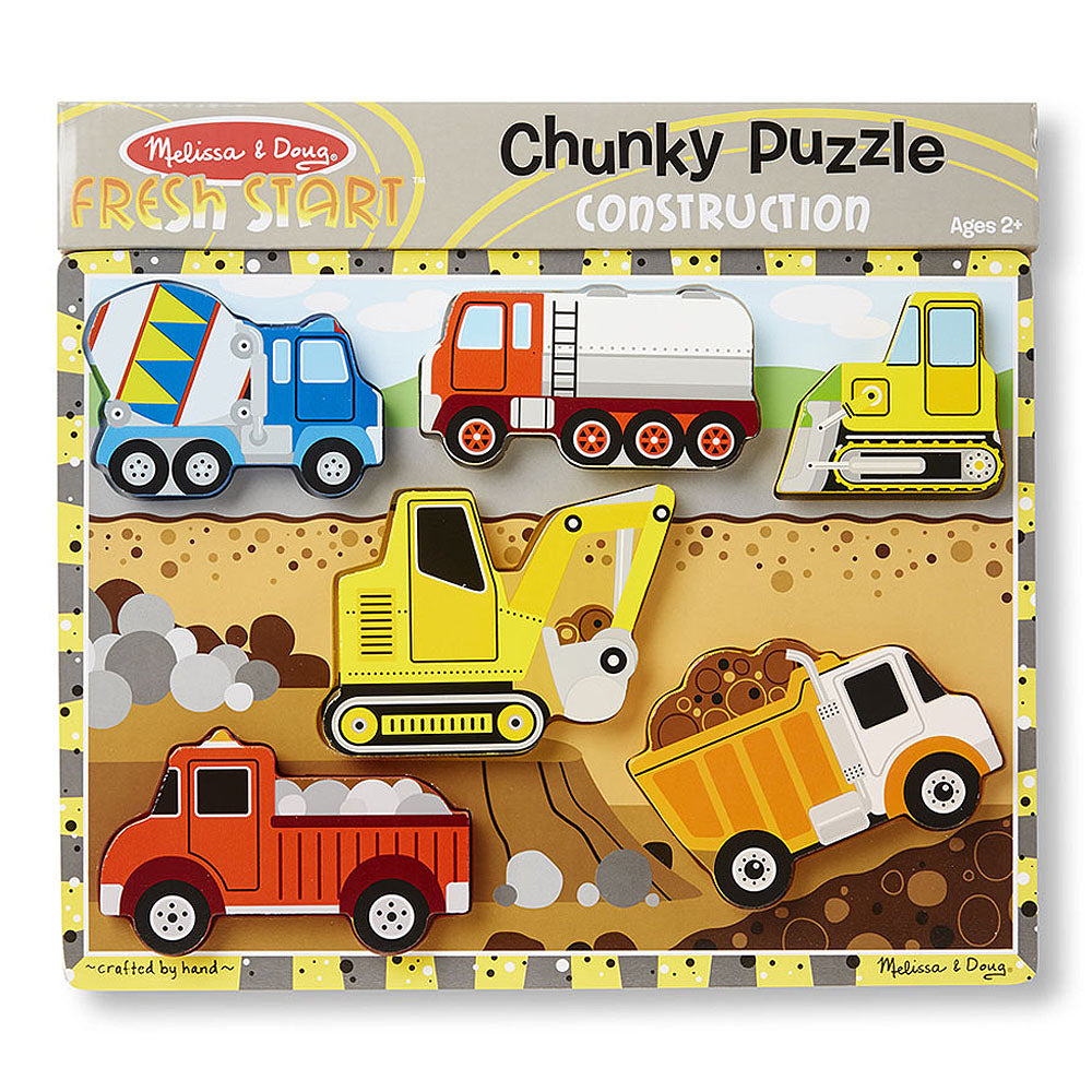 Építőipari járművek fa puzzle 6 db-os Melissa & Doug