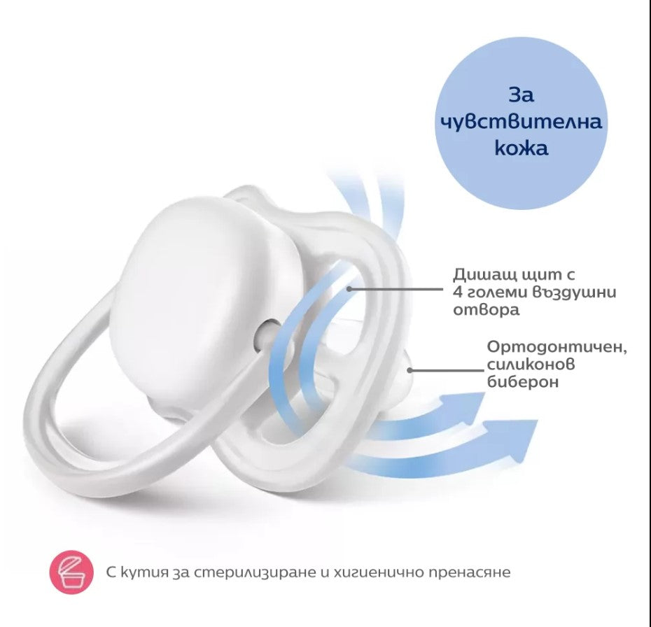 Залъгалки - Ultra Air + Стерилизаторна Кутия (6-18М) Момиче Декорация --- BebeMama