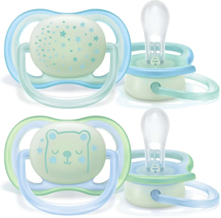 Залъгалки - Ultra Air Night + Стерил. Кутия (0-6М) Момче Декор - Залъгалки - Philips Avent - BebeMama