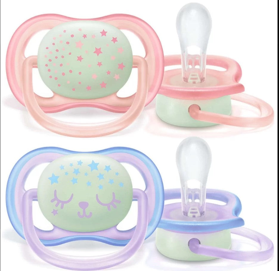 Залъгалки - Ultra Air Night + Стерил. Кутия (0-6М) Момиче Декор - Залъгалки - Philips Avent - BebeMama
