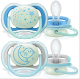 Залъгалки - Ultra Air Night + Стерил. Кутия (6-18М) Момче Декор - Залъгалки - Philips Avent - BebeMama