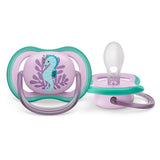 Залъгалка Ultra Air Philips Avent + Стерилизаторна Кутия, 6-18 М., Риба Балон/М.Конче, 2 Бр.