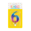 Свещ За Рожден Ден №6 Rainbow Unique