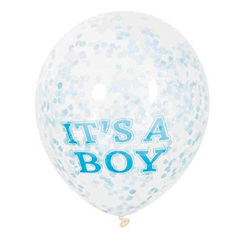 Балон 6бр. Със Сини Конфети “it`s A Boy“ 30см. Unique