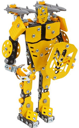 Constructor metalic 31 x 25 x 5 cu șuruburi, piulițe și unelte pentru fabricarea unui robot și a unei drone, 570 de piese, cu asistență pe Youtube