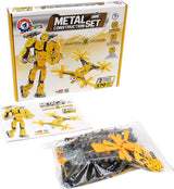 Constructor metalic 31 x 25 x 5 cu șuruburi, piulițe și unelte pentru fabricarea unui robot și a unei drone, 570 de piese, cu asistență pe Youtube