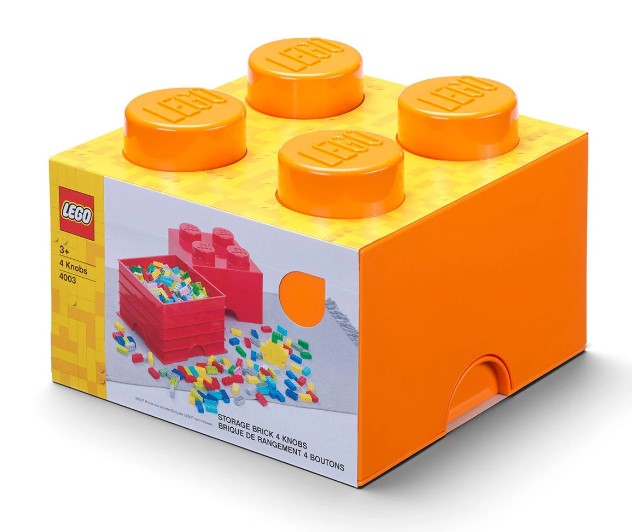 Lego Кутия За Съхранение - Тухличка 4, Оранжев Цвят