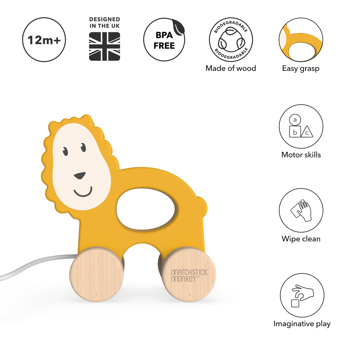 Matchstick Monkey Дървена Играчка За Дърпане - Ludo Lion
