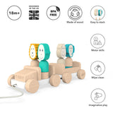 Matchstick Monkey Дървена Играчка За Дърпане И Сортиране - Safari Jeep
