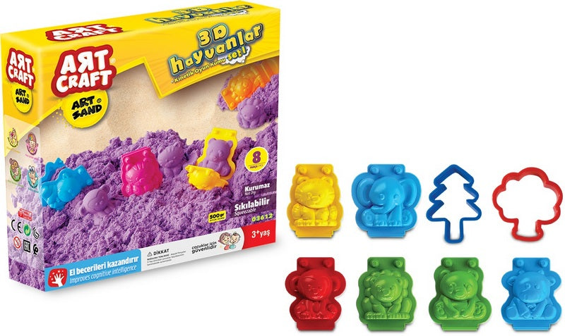 Nisip Kinetic Animals 500G, 8 buc. Matrici 3D 22X6X22