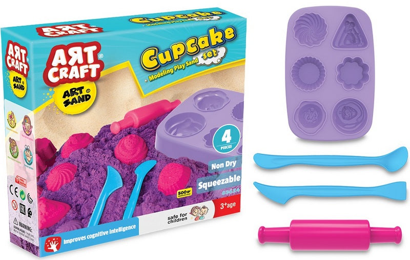 Brioșe Kinetic Sand 500g, 1 bucată, matrice mare și 5 aditivi, 22x6x22