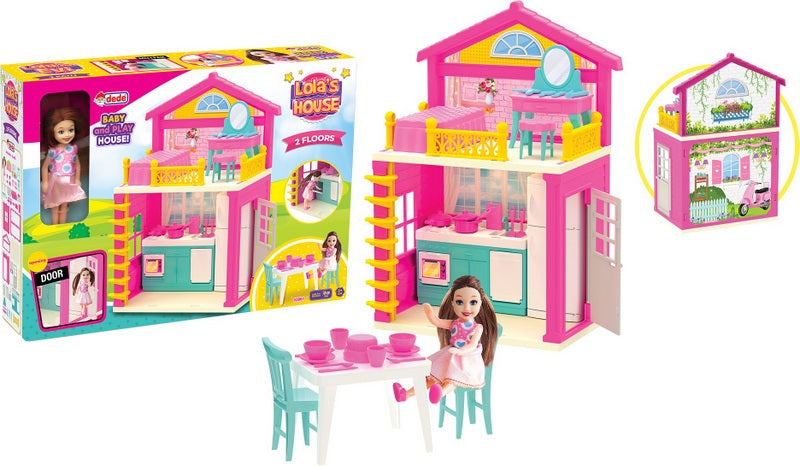 Constructorul de case al Lolei cu păpuși și mobilier, casă DIY cu două etaje, piese mari, 40 el. 9x40x