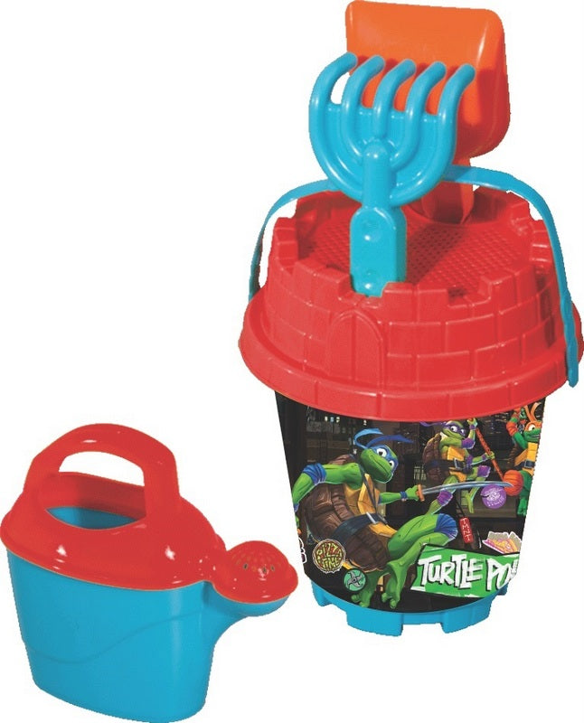 Găleată rotundă cu castel Ninja Turtles cu 2 matrițe și stropitoare 19x35