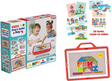 Mozaic pentru prieteni - Învață forme cu 10 desene și autocolante într-o valiză cu mâner 39x30x8