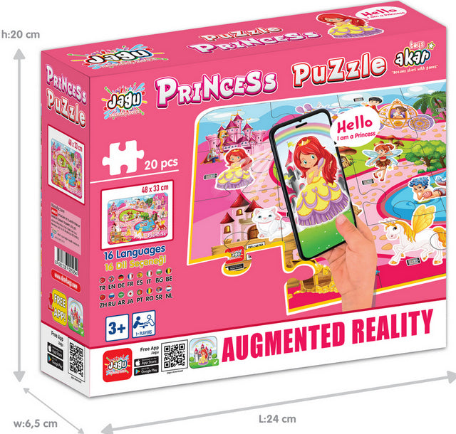 Puzzle vorbitor și narativ prințese bulgare 20 de piese cu dimensiuni 48x33 cu realitate augmentată 20x24x7 în 16 limbi din spumă EVA