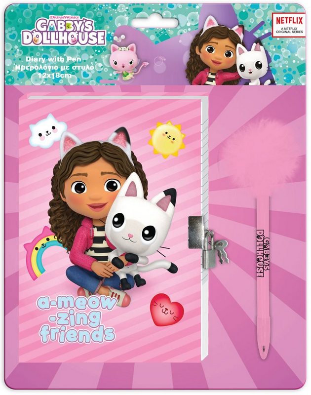 Таен Дневник С Катинарче Къщата За Кукли На Габи И Химикал С Помпон И 60 Страници 18х12х2 Julia