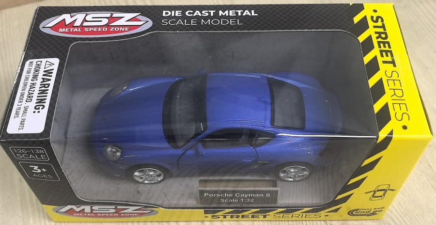 Метален Точен Модел Кола 1:32 Porsche Cayman S Засилване С Издърпване Назад Отваряеми Врати И Капак Julia