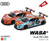 Метален Точен Модел Кола 1:24 Audi R8 Lms С Дизайн На Wasa С Отваряеми Врати Преден Капак И Багажник При Отваряне На Врата Или Натискане На Предния Капак Се Включват Фаровете И Се Чува Звук На Мотор Julia