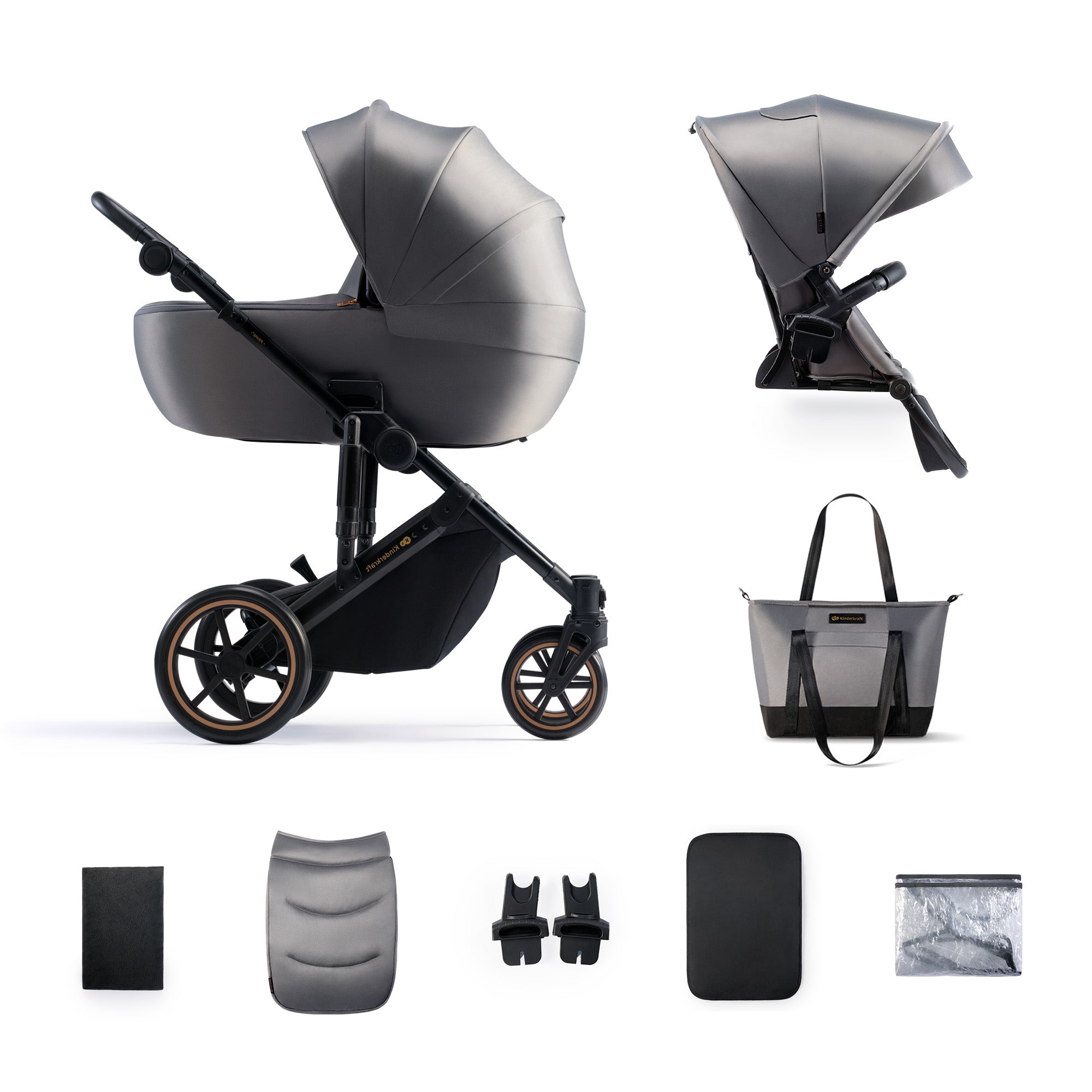Prime 2 Бебешка Количка 2в1 Shadow Grey Kinderkraft