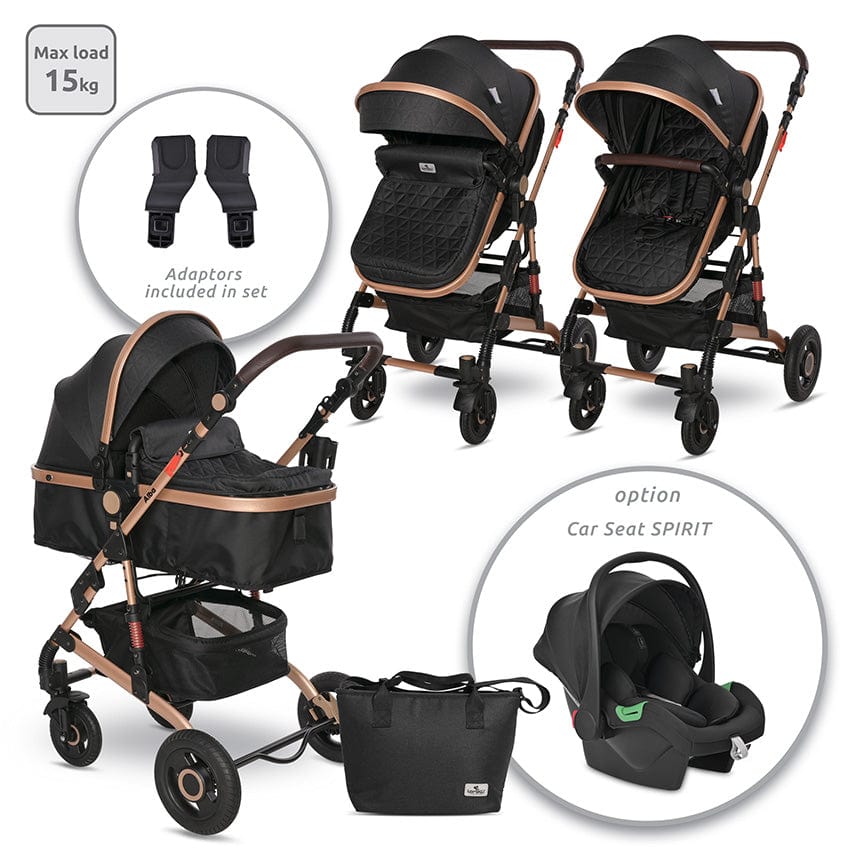 Cărucior Alba Premium Negru+Adaptoare