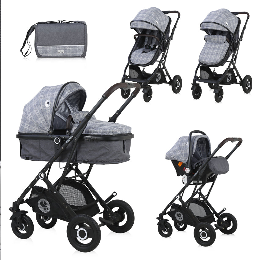 Д.Количка Sena Set Grey Squared - Комбинирани Колички - Lorelli Classic - BebeMama