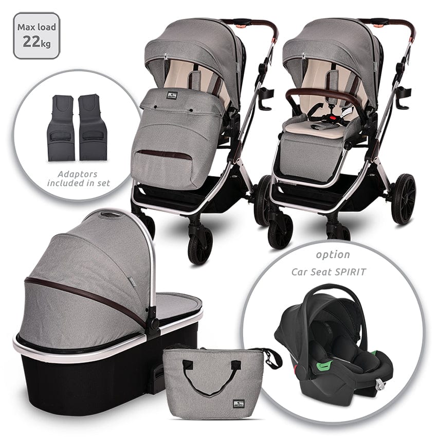 Cărucior E.Stroller Glory Gri Opalin+Adaptoare