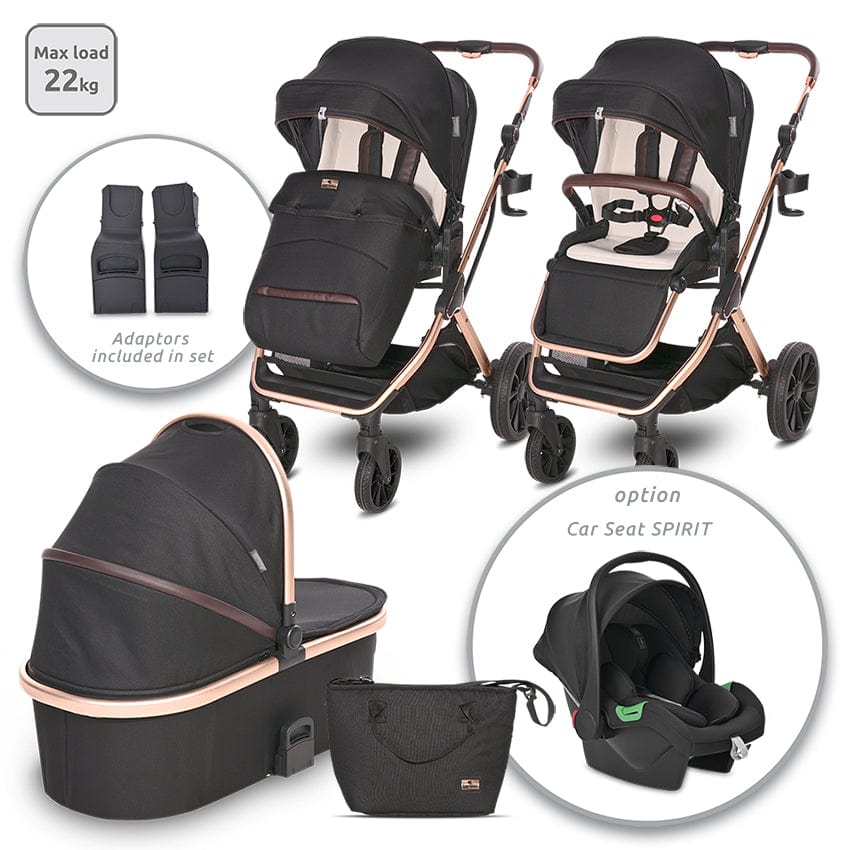 Cărucior E. Glory Black Diamond + Adaptoare