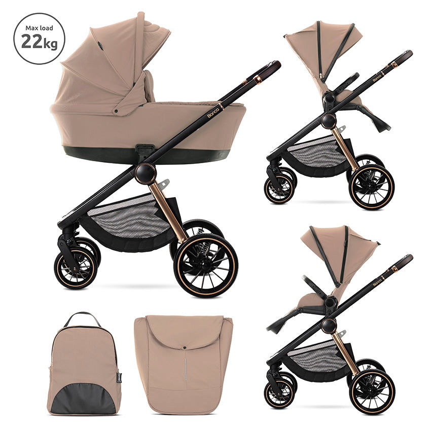 Д.количка Bianca Beige Warm 2 В 1 До 22кг + Адапто Lorelli Premium