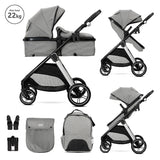Cărucior Aspen Grey 2 în 1, transformabil, până la 22"