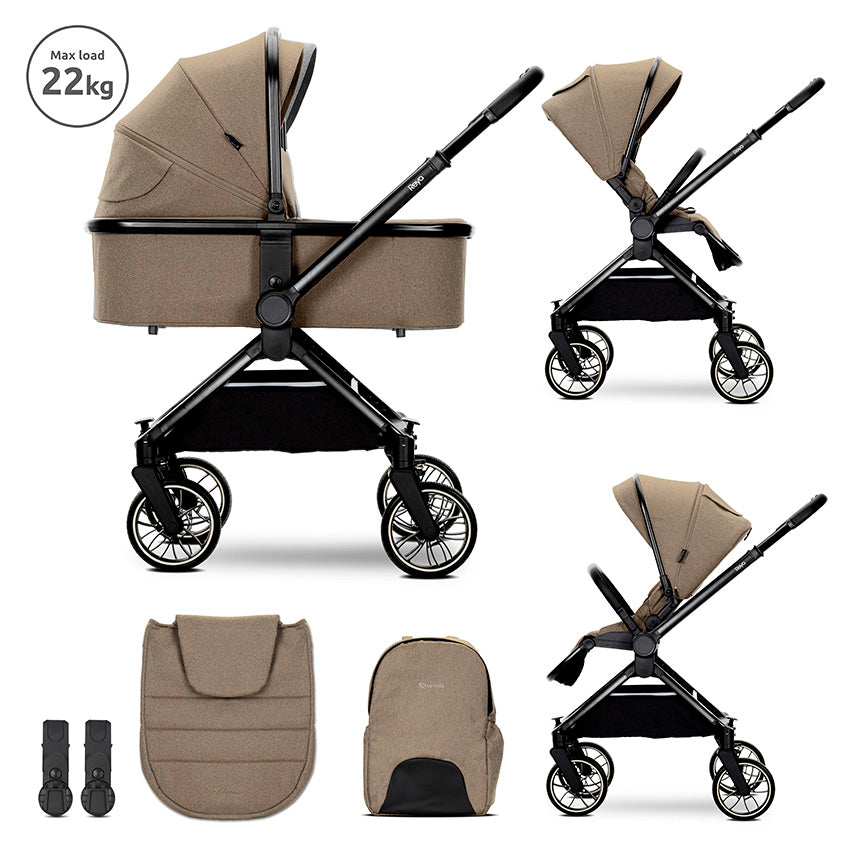Cărucior Reya 2 în 1 bej, reversibil, până la 22 cm