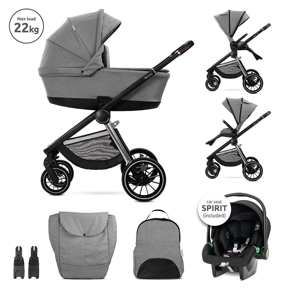 Cărucior Bianca Grey 3 în 1 până la 22" cu landou