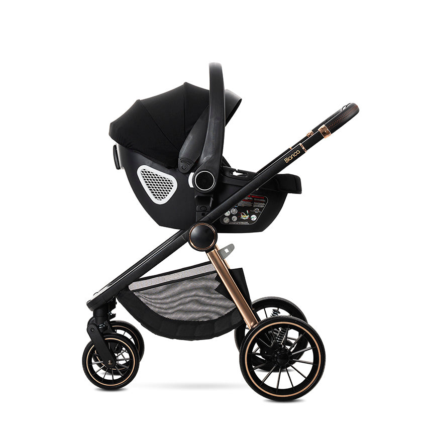 Cărucior D. Bianca Beige Warm 3 în 1 până la 22 cu coș pentru