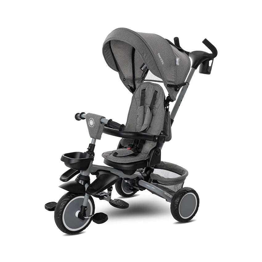 Tricicletă pliabilă Freccia gri+negru cu rotație la 360 de grade