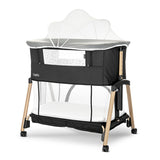 Мини Кошара Layla 2в1 Black Wooden Effect С Падаща Lorelli Premium