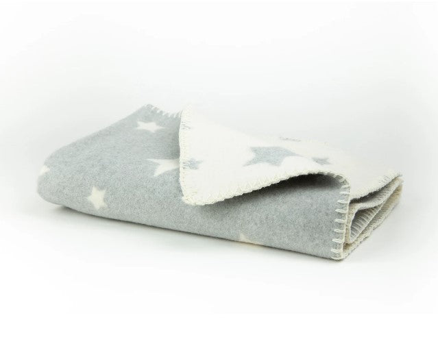 Pătură Pielsa-Cotton Jacquard Stars, 110x140 cm, gri, geantă