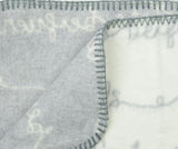 Pătură Pielsa-Cotton Jacquard cu inscripții, 110x140 cm, gri, geantă