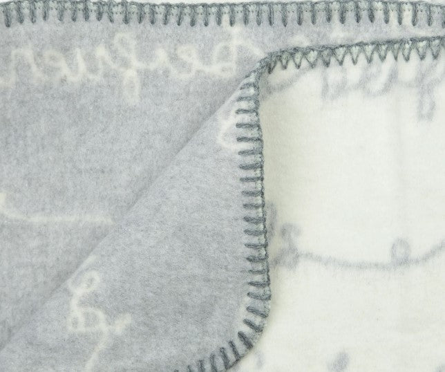 Pătură Pielsa-Cotton Jacquard cu inscripții, 110x140 cm, gri, geantă