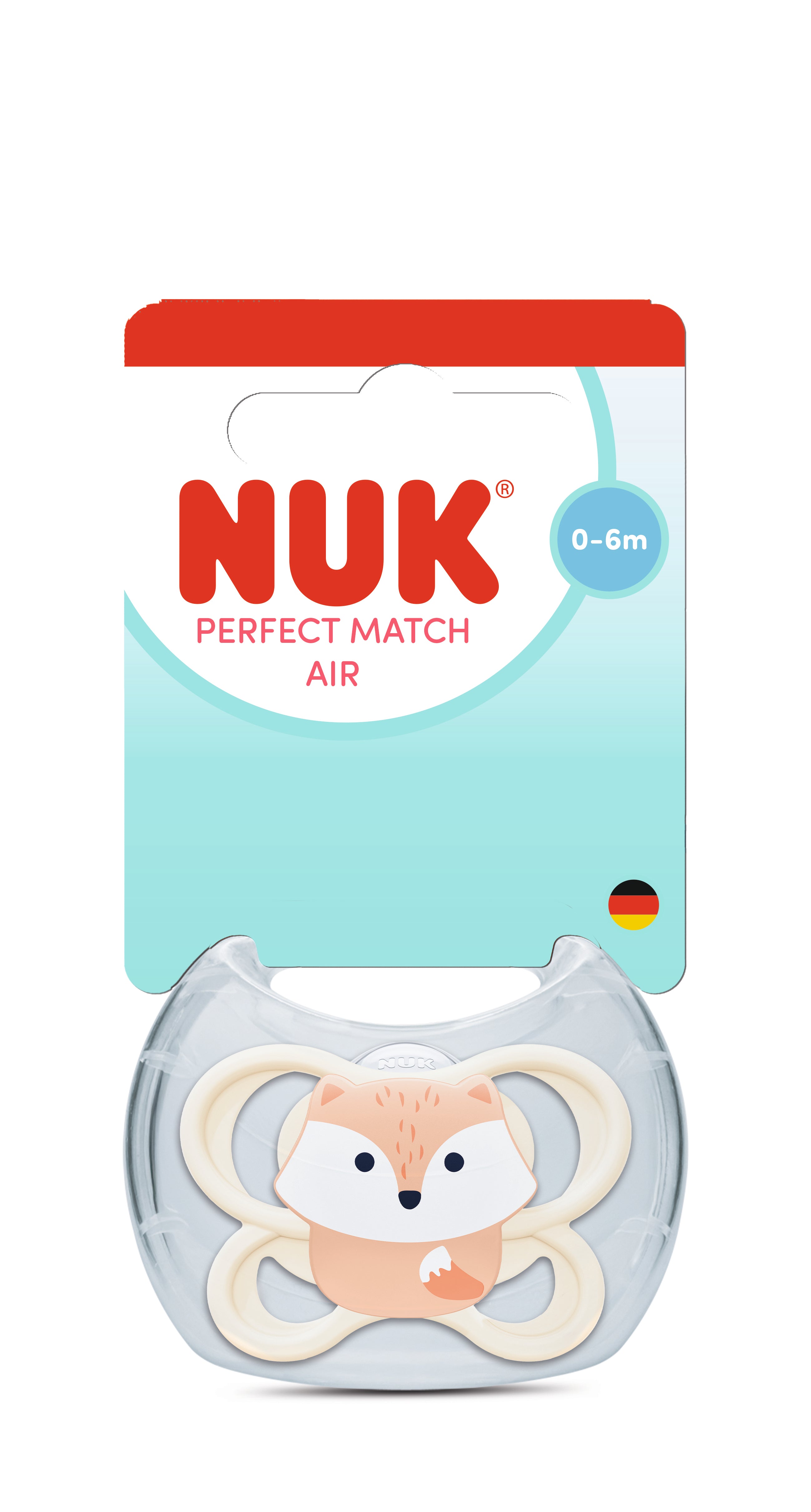 Perfect Match Биберон Залъгалка, Силикон 0 6мес. 1бр., Air, Лисица Nuk