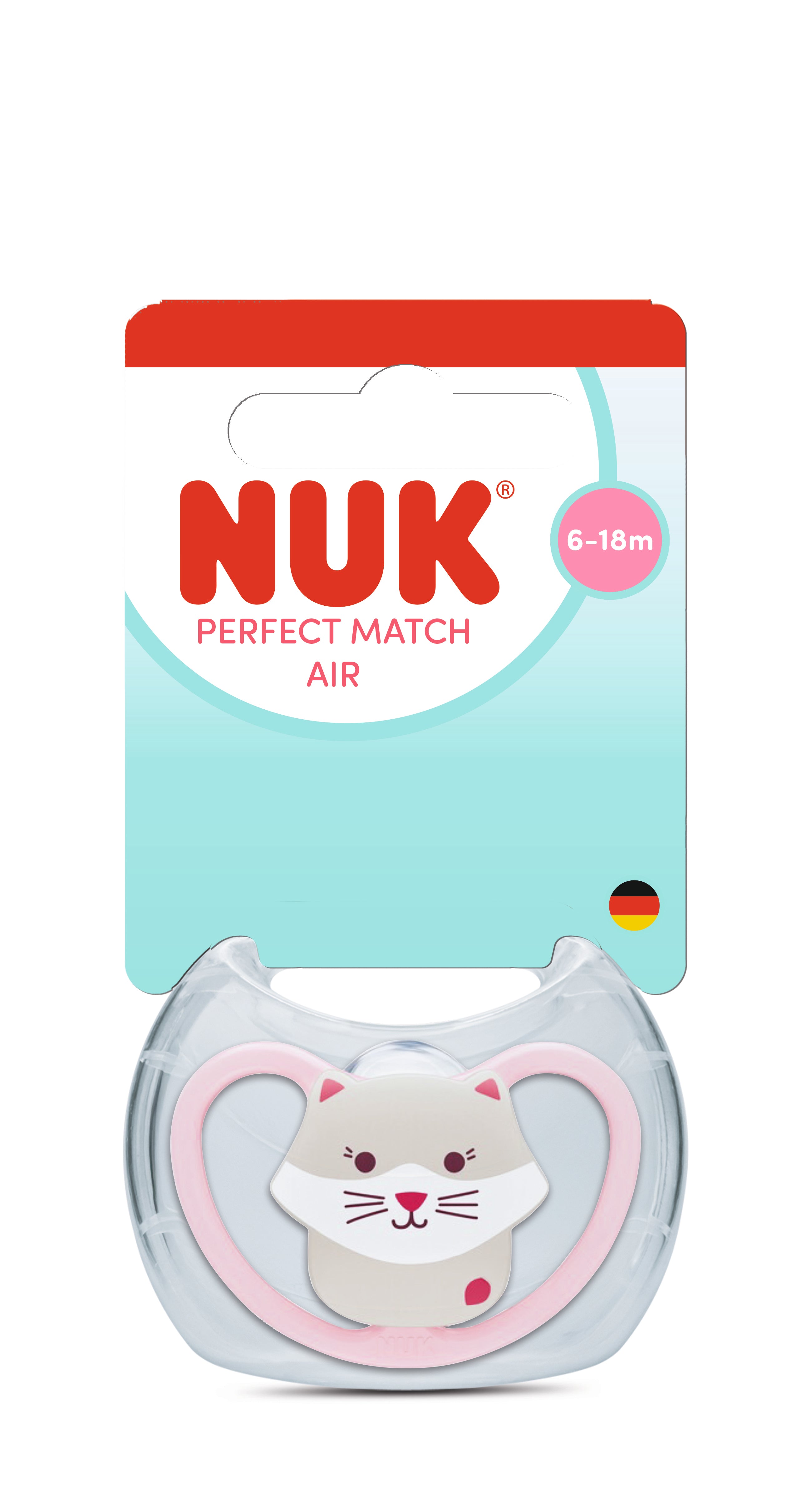 Perfect Match Биберон Залъгалка, Силикон 6 18 Мес. 1бр., Air, Коте Nuk