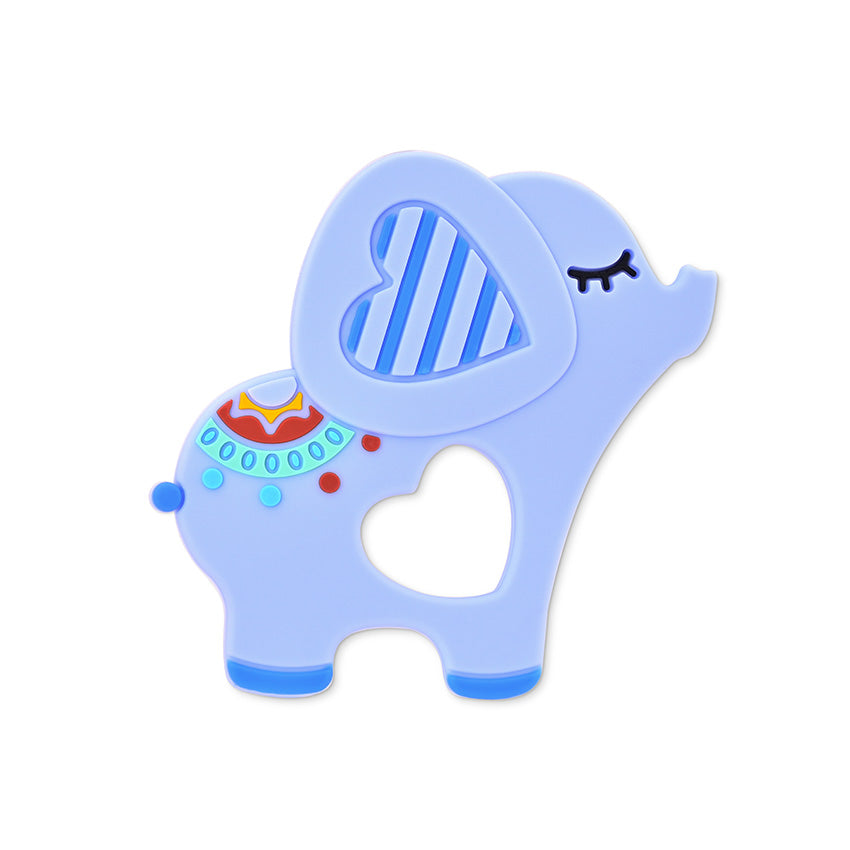Jucărie de dentiție din silicon, elefant, albastru norocos