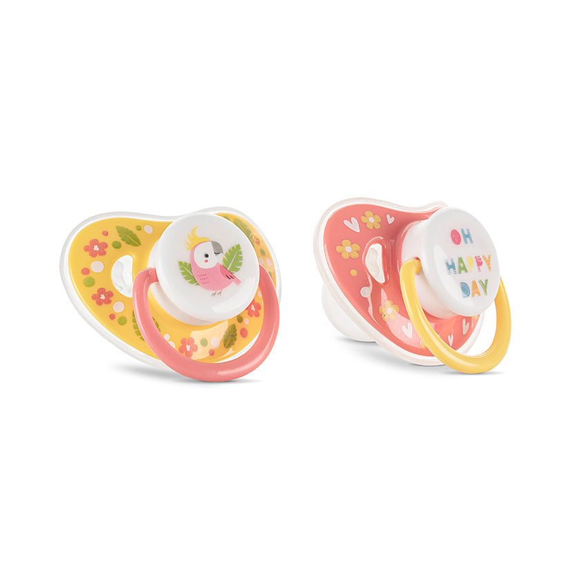Биберон Залъгалка С Капаче 2бр. 6м+ Yellow Pink Baby Care
