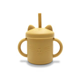 Силиконова Чаша С Дръжки+Сламка Natural Yellow