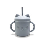 Силиконова Чаша С Дръжки+Сламка Natural Grey