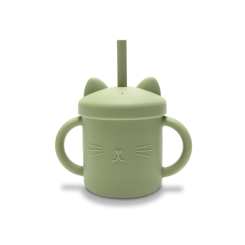 Силиконова Чаша Дръжки+Сламкa Natural Fresh Green
