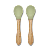 Linguri din silicon cu bambus, 2 buc., verde proaspăt natural