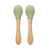 Linguri din silicon cu bambus, 2 buc., verde proaspăt natural
