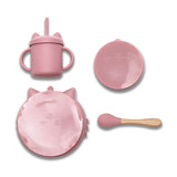 Силиконов Сет За Хранене 4 Части Natural Deep Pink