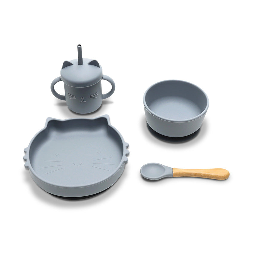 Силиконов Сет За Хранене 4 Части Natural Grey